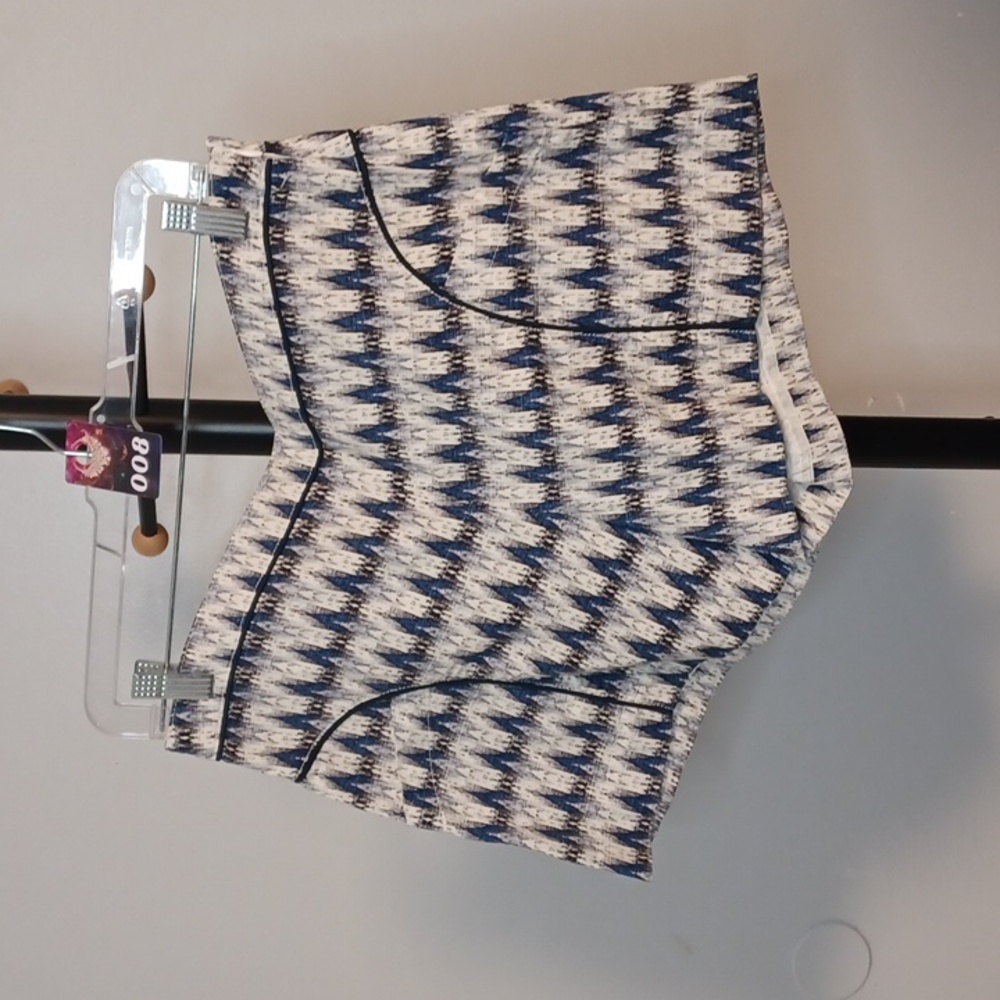 #8 Anthropologie Cartonnier Blue & White Patterned Cotton Shorts Women's 8